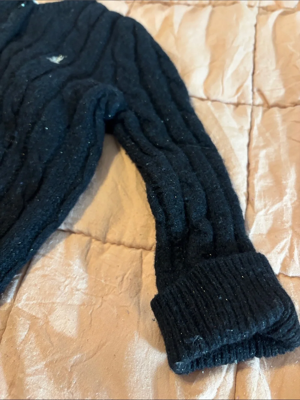 Ralph Lauren Black Cable-Knit Button Cardigan